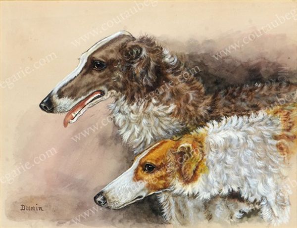 Chiens De Chasse Oil Painting by Jules Bertrand Gelibert