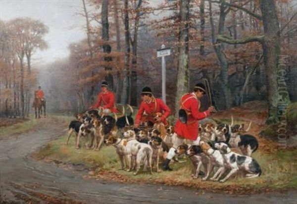 Ecoutant Les Chiens D'attaque Oil Painting by Jules Bertrand Gelibert