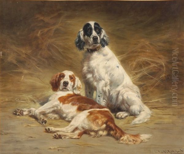 Zwei Spaniel Oil Painting by Jules Bertrand Gelibert