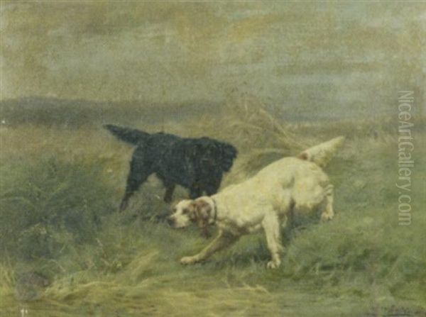 Deux Chiens Oil Painting by Jules Bertrand Gelibert