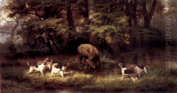 Bringing Down The Buck Oil Painting by Jules Bertrand Gelibert