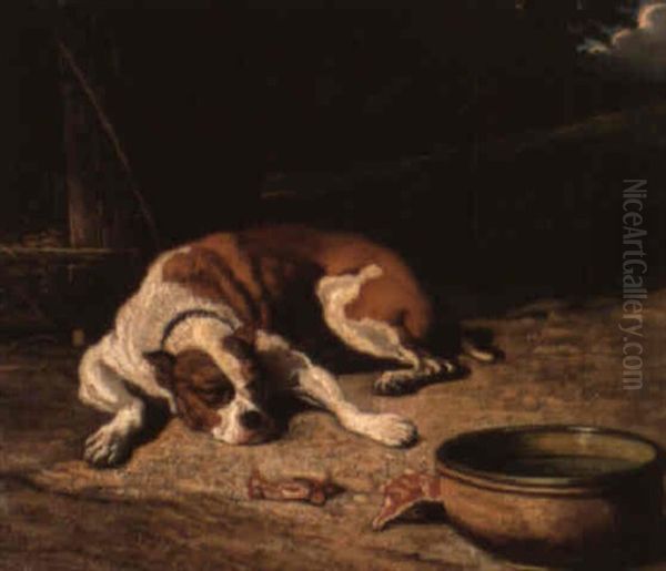 The Sleeping Dog Oil Painting by Paul Jean Pierre Gelibert