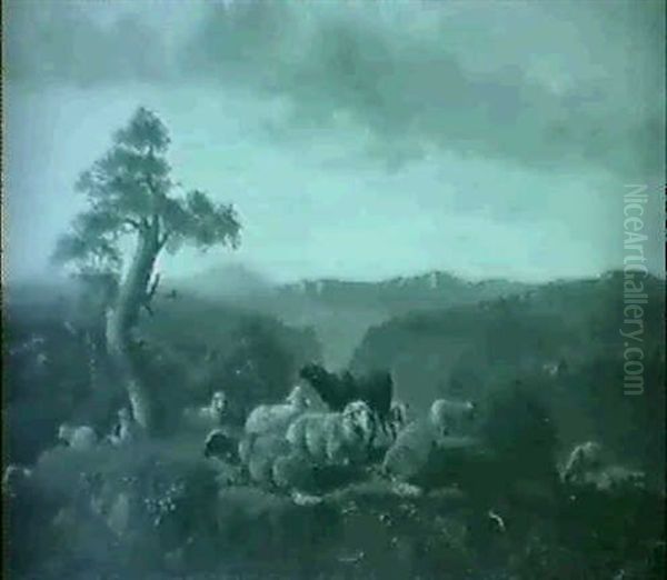 Patre Et Ses Moutons Oil Painting by Paul Jean Pierre Gelibert