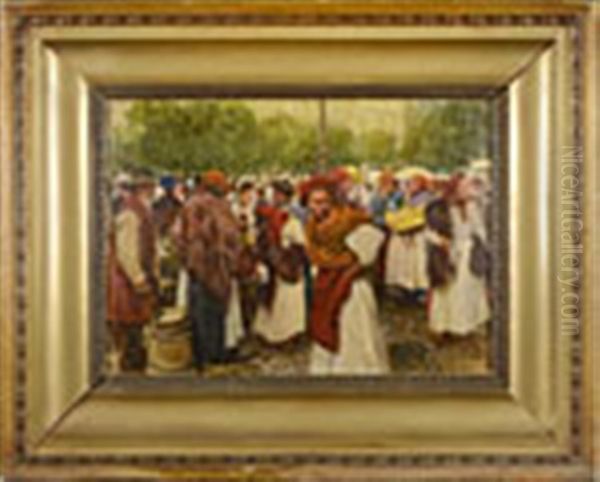 Market Oil Painting by Johann Nepomuk Geller