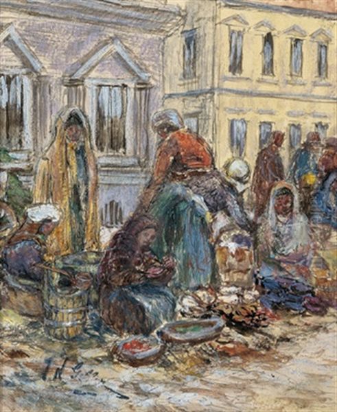 Marktweiber Oil Painting by Johann Nepomuk Geller