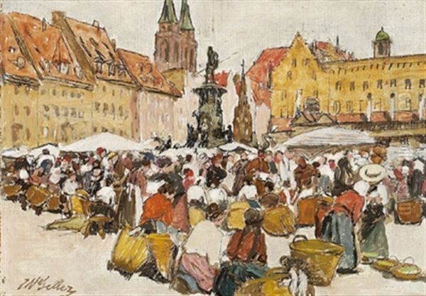 Ein Marktplatz Oil Painting by Johann Nepomuk Geller