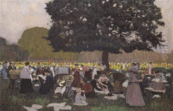 Sonntag Im Prater Oil Painting by Johann Nepomuk Geller