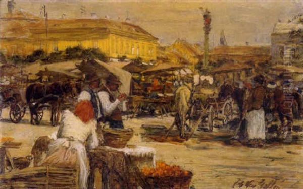 Ein Marktplatz Oil Painting by Johann Nepomuk Geller