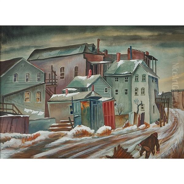 Street Scene With Man Oil Painting by Todros Geller