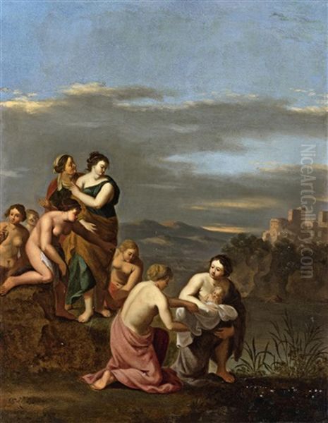 The Finding Of The Infant Moses Oil Painting by Toussaint Gelton