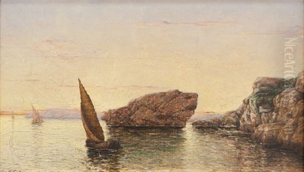 Barques Dans Une Calanque Oil Painting by Victor Luc Gelu