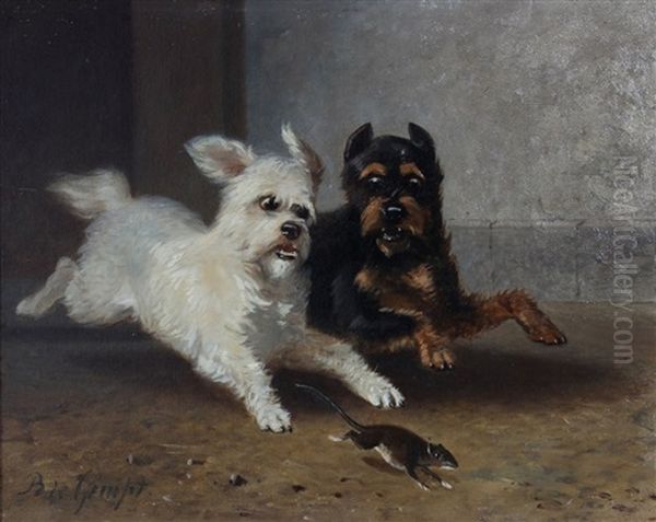 Twee Spelende Hondjes Oil Painting by Bernard de Gempt