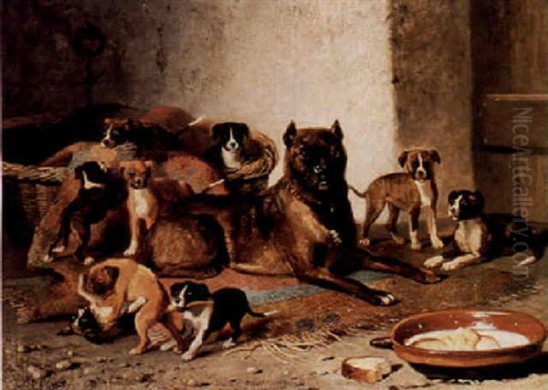 A Dog Gathering Oil Painting by Bernard de Gempt