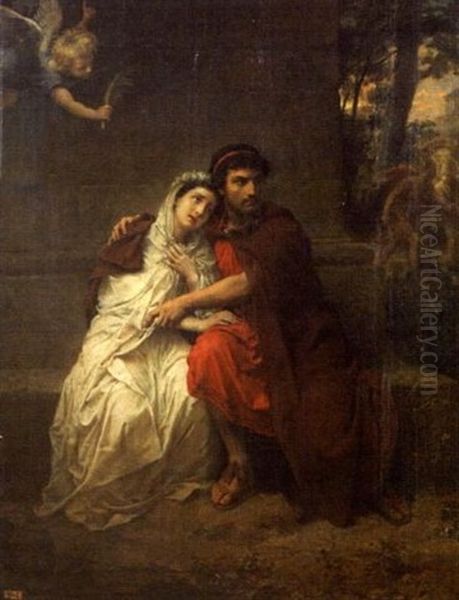 Eudore Et Cymodocee Oil Painting by Felix-Francois-Barthelemy Genaille