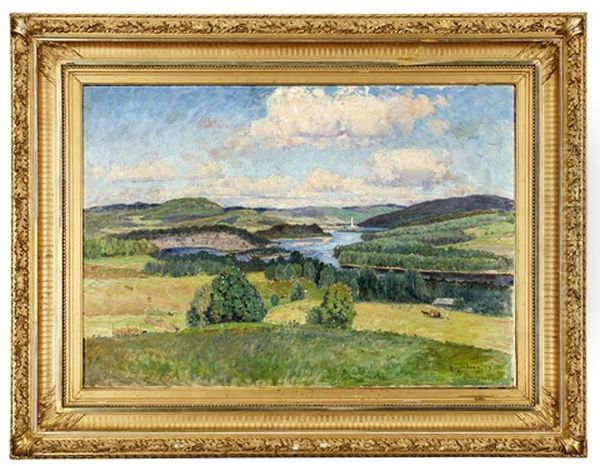 Sommarlandskap Vid Indalsalven Oil Painting by Anton Genberg