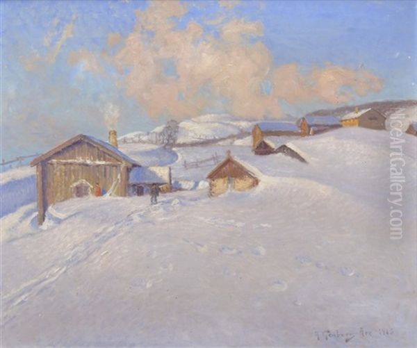 Vintermotiv Med Sno Fran Are Oil Painting by Anton Genberg