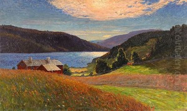 Eftermiddagsstamning - Bjornangen, Are Oil Painting by Anton Genberg