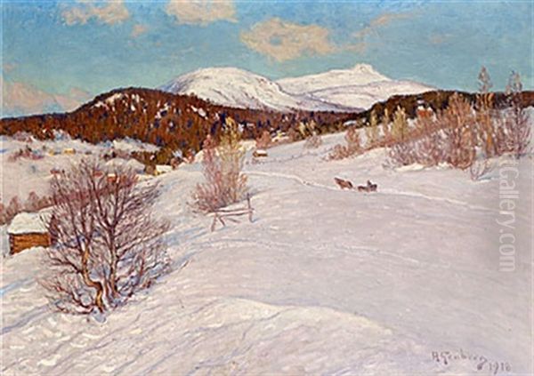 Sladfard Vid Areskutan Oil Painting by Anton Genberg