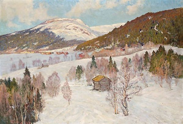 Vinter Vid Areskutan Oil Painting by Anton Genberg