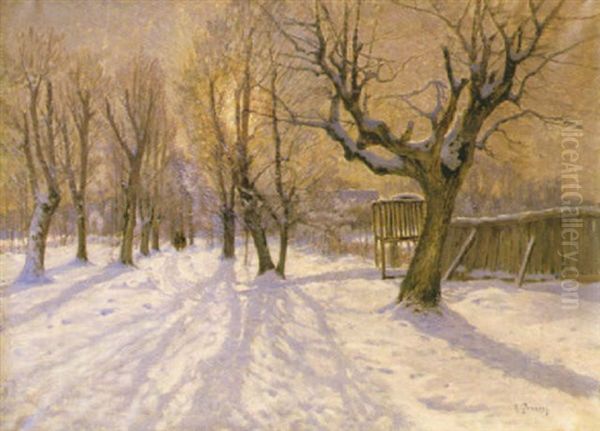 Vinter, Djurgarden Oil Painting by Anton Genberg