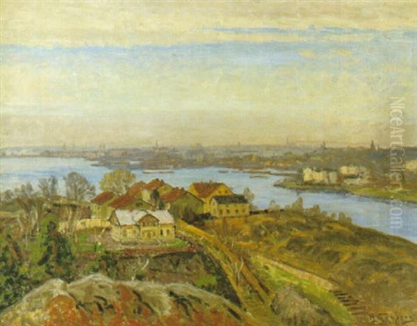 Stockholmsvy Oil Painting by Anton Genberg