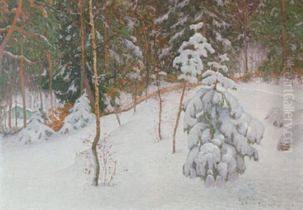 Efter Snofallet Oil Painting by Anton Genberg