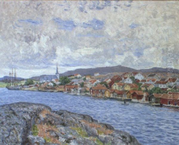 Sommarmotiv Fran Fiskeb,ckskil Oil Painting by Anton Genberg