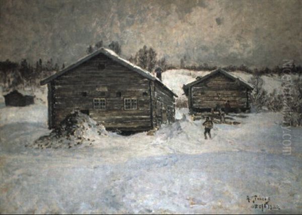 Vinter Vid G+rden Oil Painting by Anton Genberg