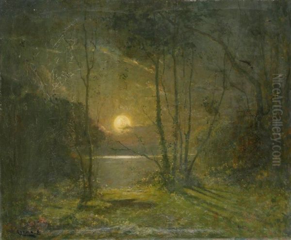 Bord D'etang Au Clair De Lune Oil Painting by Ernest Azema