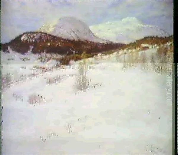 Eftermiddagssol Over Sneklaedte Fjelde Ved Are Oil Painting by Anton Genberg