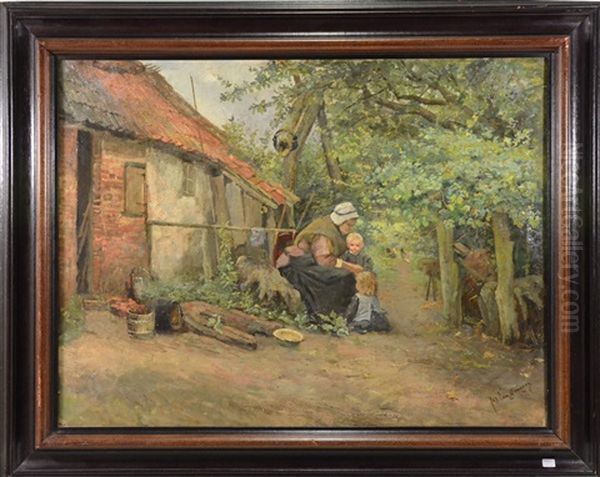 Femme Et Enfants Oil Painting by Jos van Genegen