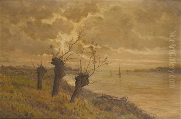 Coucher De Soleil Sur L'escaut Oil Painting by Jos van Genegen