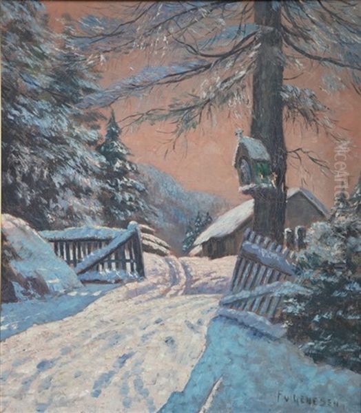 Winter Landscape Oil Painting by Frans van Genesen