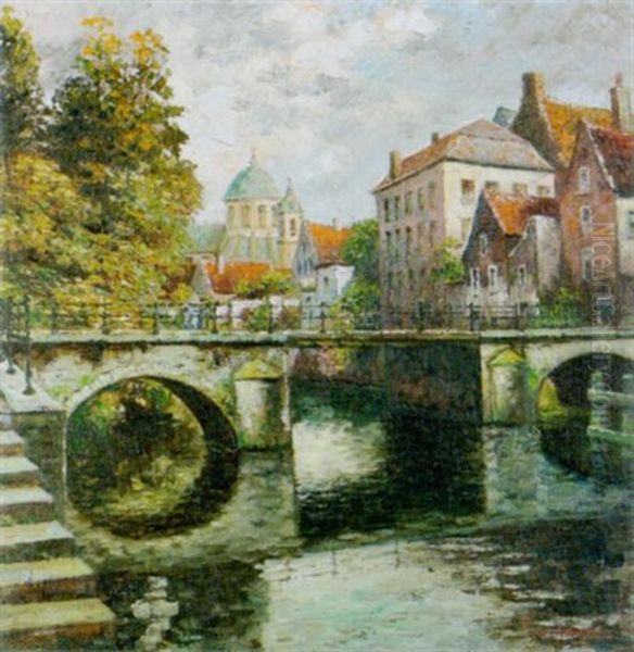 Kanal In Brugge Oil Painting by Frans van Genesen