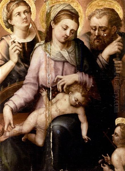 Sainte Famille Avec Sainte Catherine D'alexandrie Oil Painting by Girolamo Genga