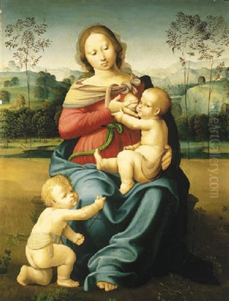 The Madonna And Child With The Infant Saint John The Baptist Oil Painting by Girolamo Genga