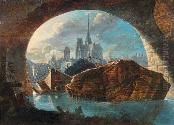 Vue De Notre-dame De Paris Oil Painting by Jean Baptiste Francois Genillion