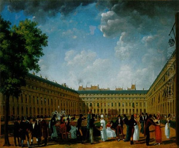 Un Apres-midi Dans Les Jardins Du Palais Royal Oil Painting by Jean Baptiste Francois Genillion