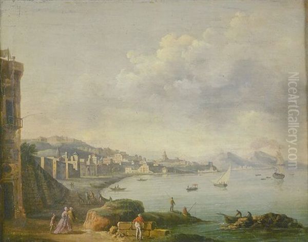 Vue De La Ville De Naples Oil Painting by Jean Baptiste Francois Genillion