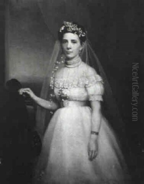 Portrait Of Ernestine Sbourine Of New Orleans On Her Wedding Day Oil Painting by John Genin