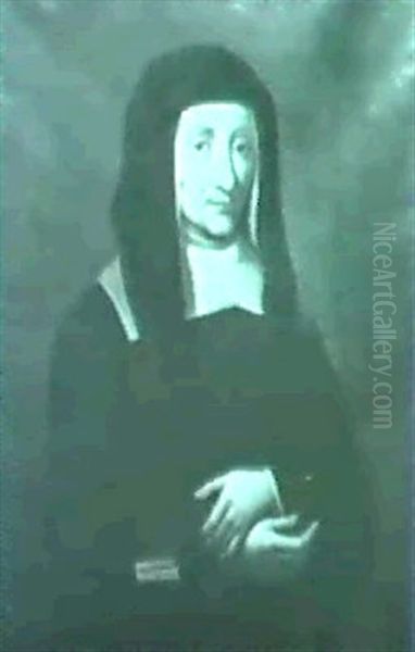 Portrait Of A Nun Holding A Small Bible Oil Painting by John Genin