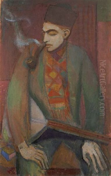 Mann Mit Balalaika Oil Painting by Robert Genin