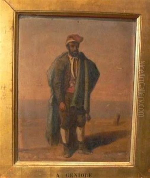 Pecheur Cadre En Bois Dore Oil Painting by Alfred Andre Geniole