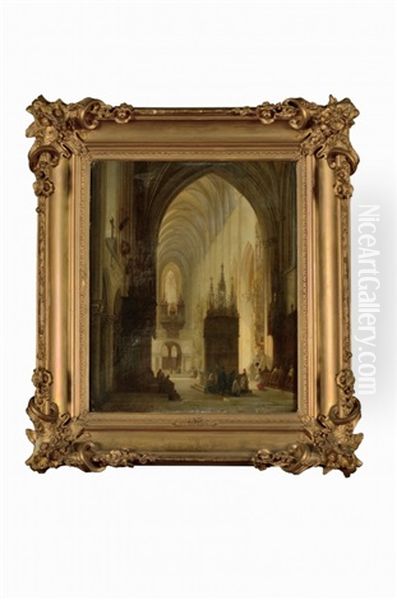 Interieur D'une Cathedrale Oil Painting by Georges Genisson