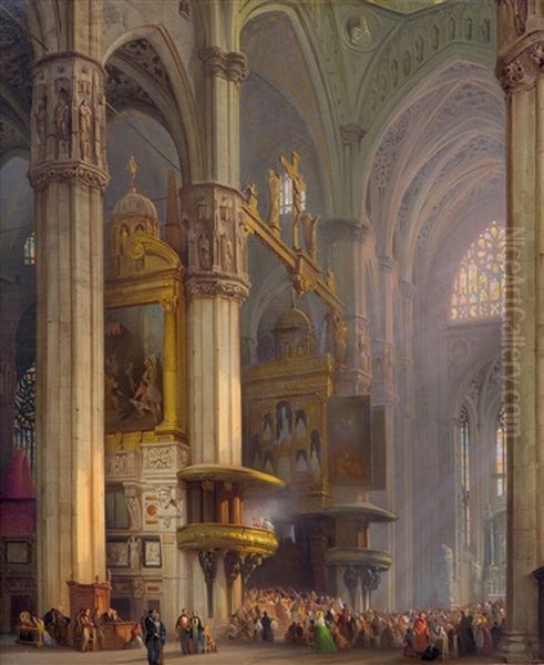 Church Service Oil Painting by Jules Victor Genisson