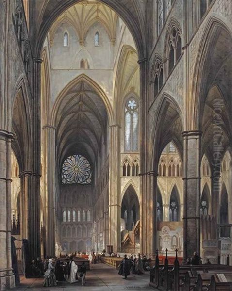 The Interior Of Westminster Abbey, London by Jules Victor Genisson