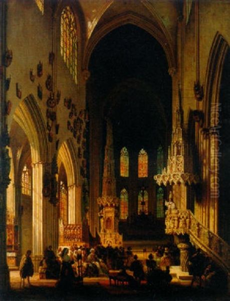 The Interior Of The Laurentius Church, Nurnberg Oil Painting by Jules Victor Genisson