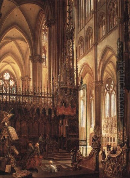 Interieur De La Cathedrale D'amiens Oil Painting by Jules Victor Genisson