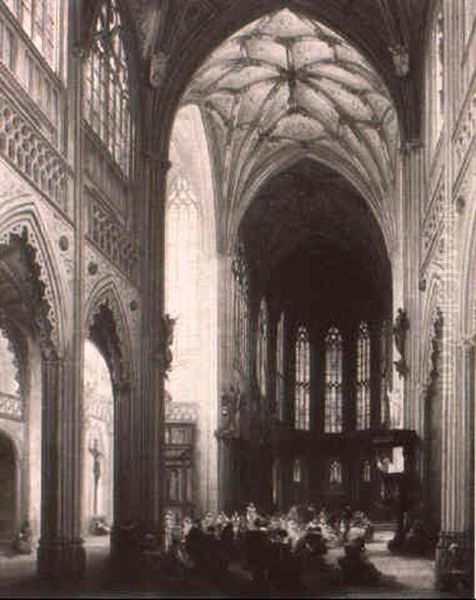 In The Cathedral Oil Painting by Jules Victor Genisson