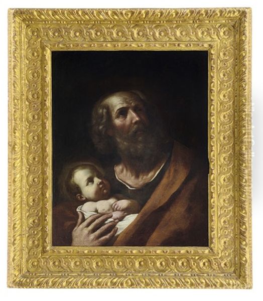 San Giuseppe Con Bambino Oil Painting by Benedetto Gennari the Elder